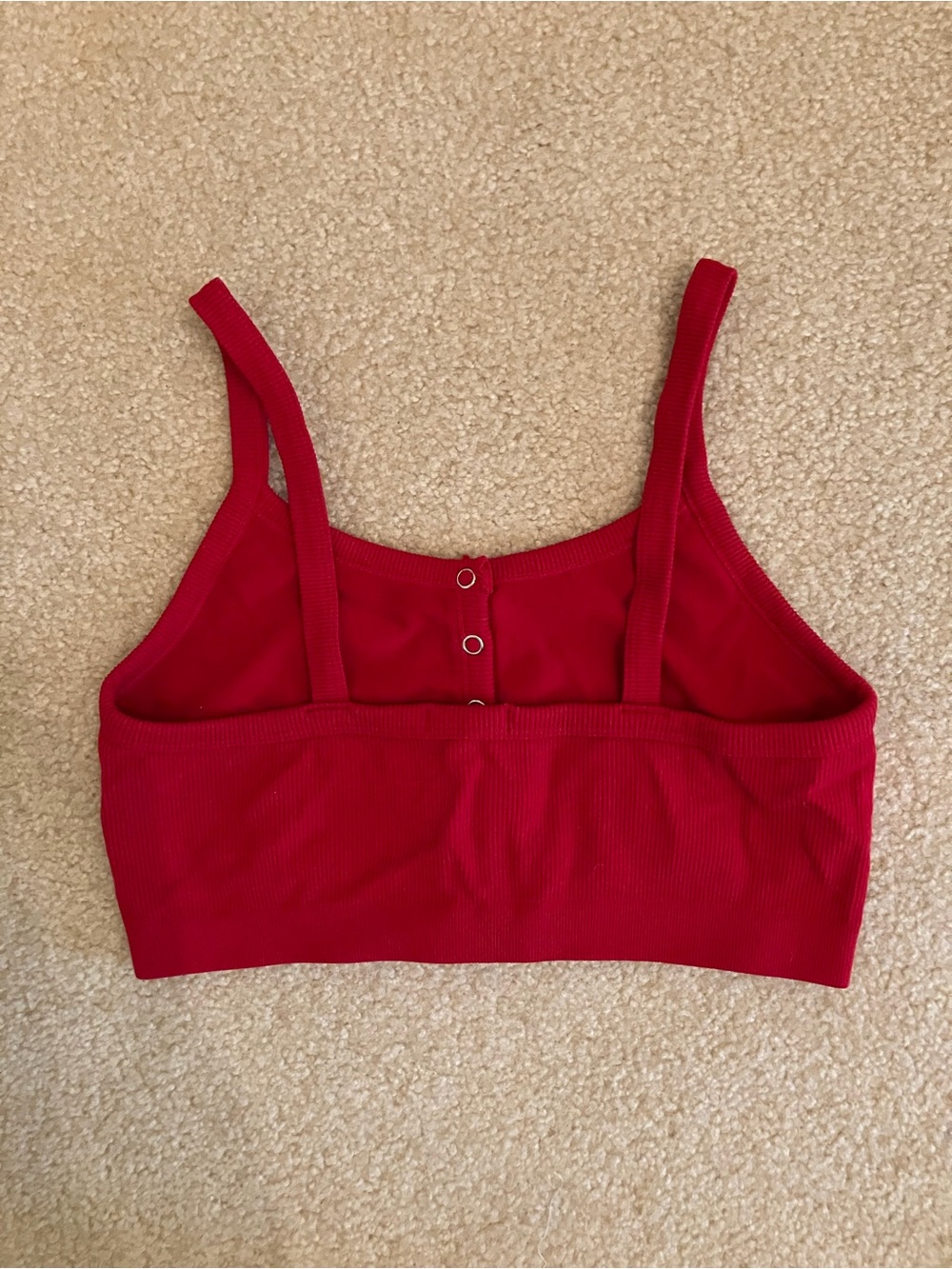 Red Ribbed Crop Tank Top - Picture 2 of 3